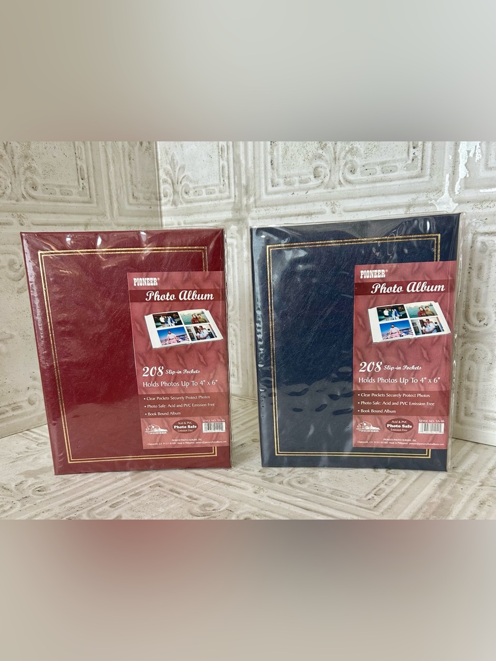 Pioneer Red and Blue with Gold Accents Vintage Photo Albums With Slip in Pockets
